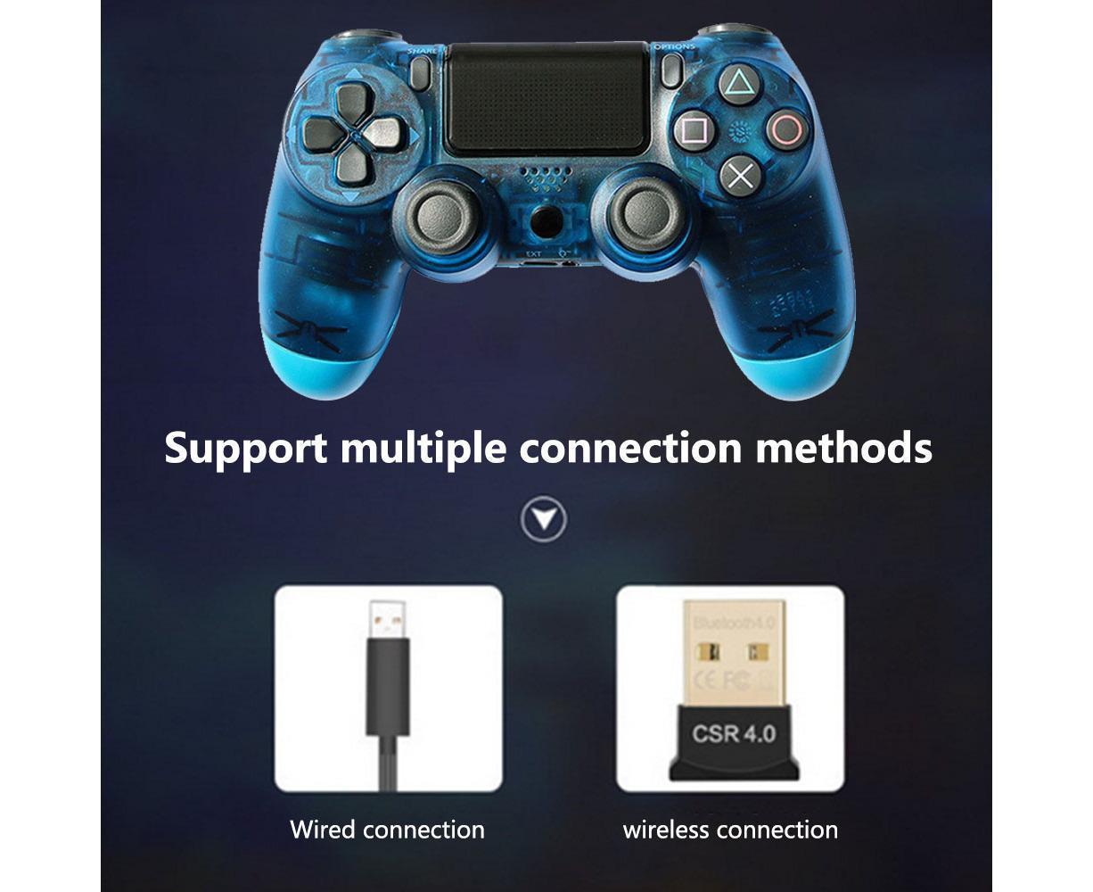 Wireless Game Controller Ps4 Controller Bluetooth Dual Head Head Handle Joystick Game Pad For The Game Console 4 - Transparent blue