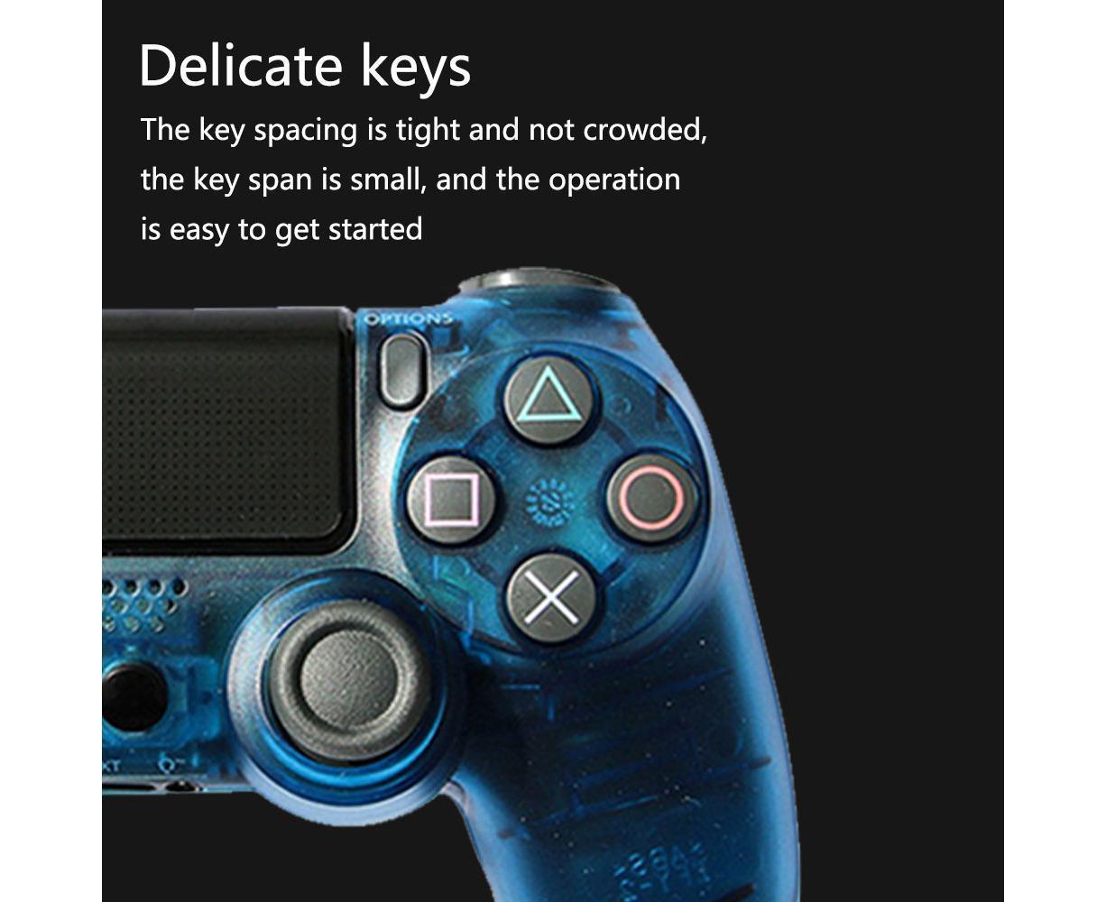 Wireless Game Controller Ps4 Controller Bluetooth Dual Head Head Handle Joystick Game Pad For The Game Console 4 - Transparent blue