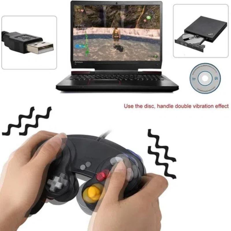 Wired Game Controller for NGC Console - Classic Design,Compatible with GameCube,Vibration Feature - Transparent Blue