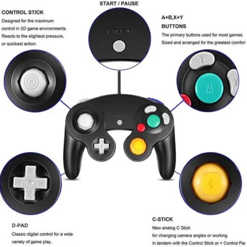 Wired Game Controller for NGC Console - Classic Design,Compatible with GameCube,Vibration Feature - Transparent Green