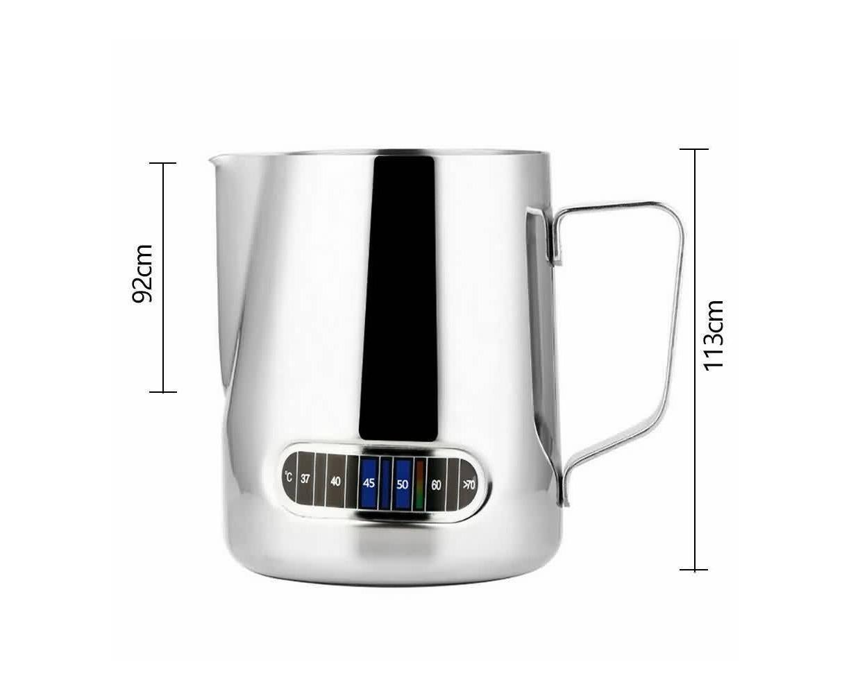 600ml Milk Frothing Thermometer Espresso Coffee Pitcher Stainless Steel Jug