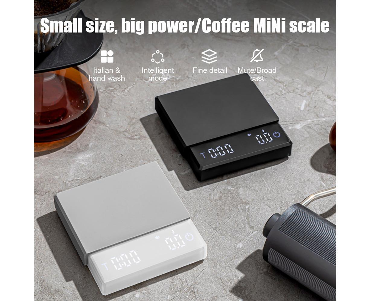 Mini Coffee Scale with Timer, 2kg/0.1g Accurate 3 Modes Type-C Rechargeable Portable Digital Scale for Espresso and Pour Over Coffee with