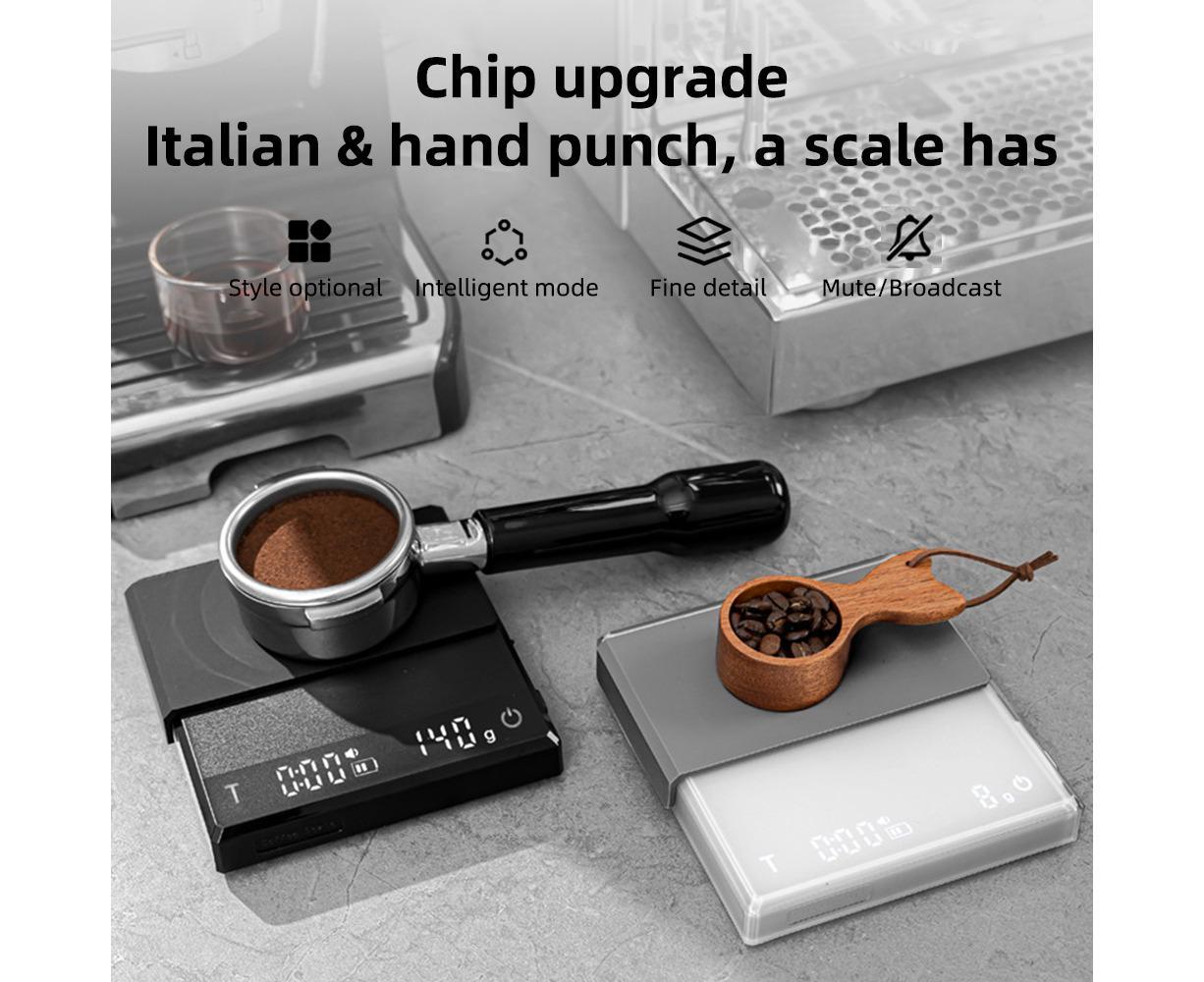 Mini Coffee Scale with Timer, 2kg/0.1g Accurate 3 Modes Type-C Rechargeable Portable Digital Scale for Espresso and Pour Over Coffee with