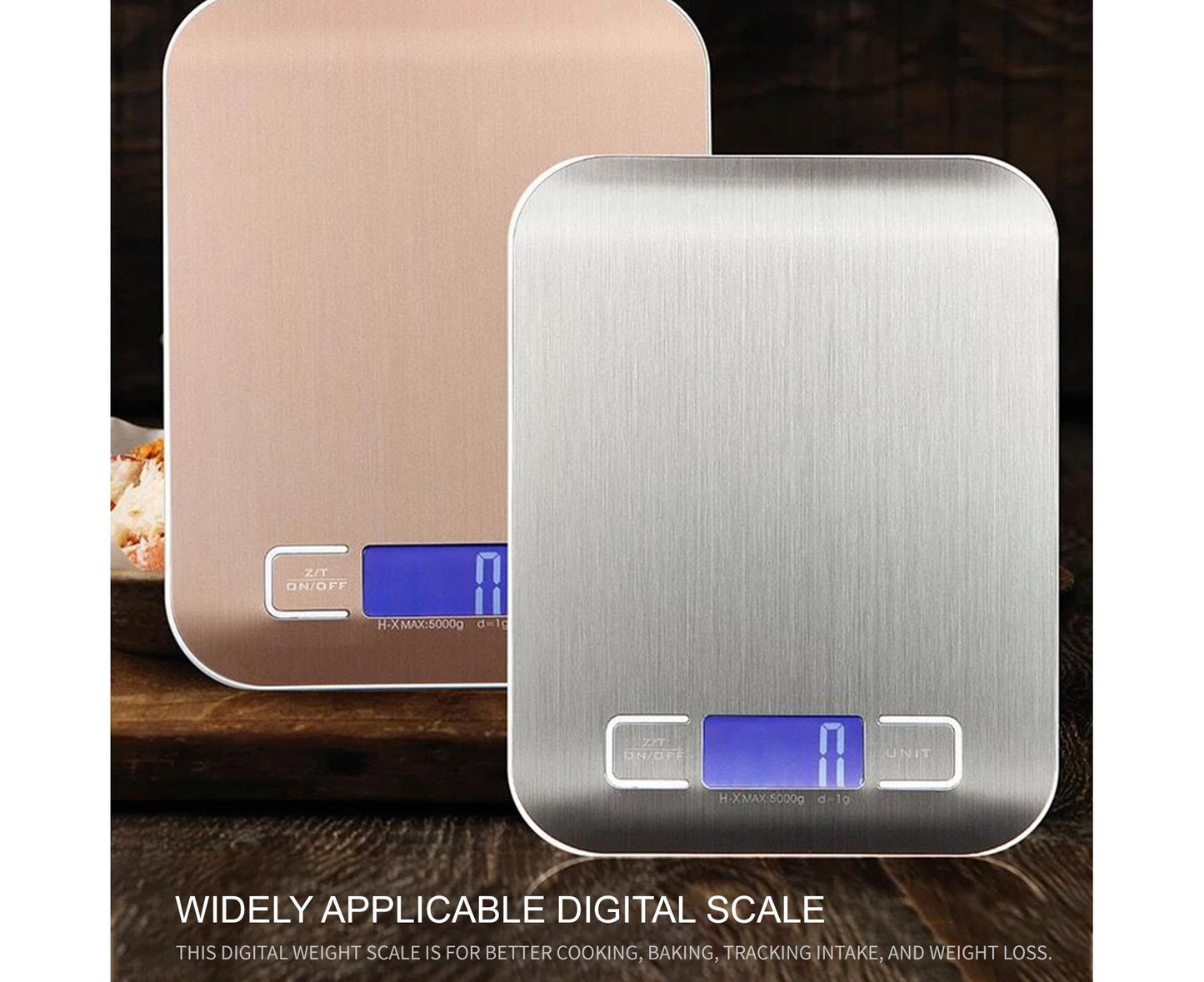 22lb Food Scale Digital Kitchen Scale LCD Display Scale Weight KG G oz ml lb for Baking and Cooking Stainless Steel Portable Food Scale 1g