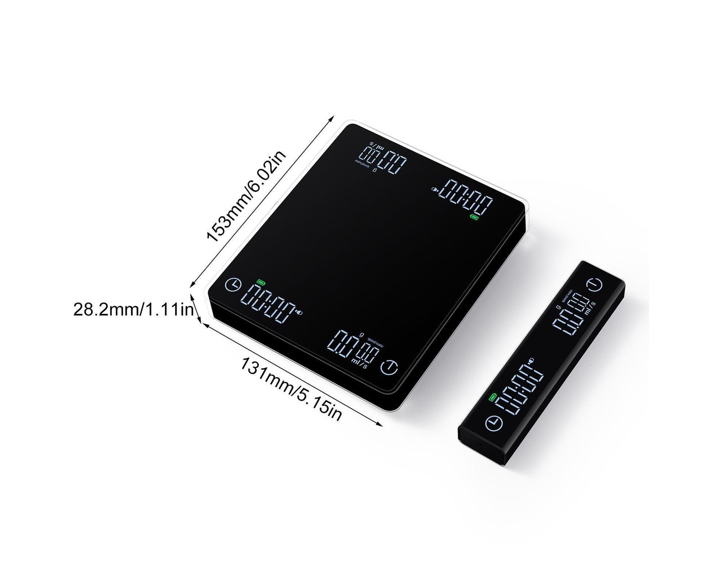 Coffee Scale with Wireless Display 3kg/0.1g High Precision Espresso Scale Rechargeable Digital Kitchen Scale Tare and Zero Unit Switching