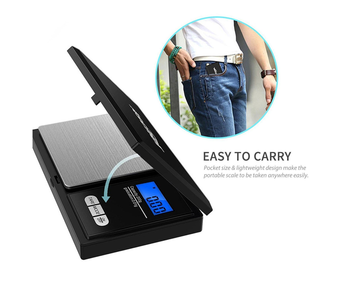 200g Jewelry Scale Digital Pocket Scales LCD Display Scale Small Mini Kitchen Scales Weight g dwt gn ct for Baking Cooking Portable Jewelry