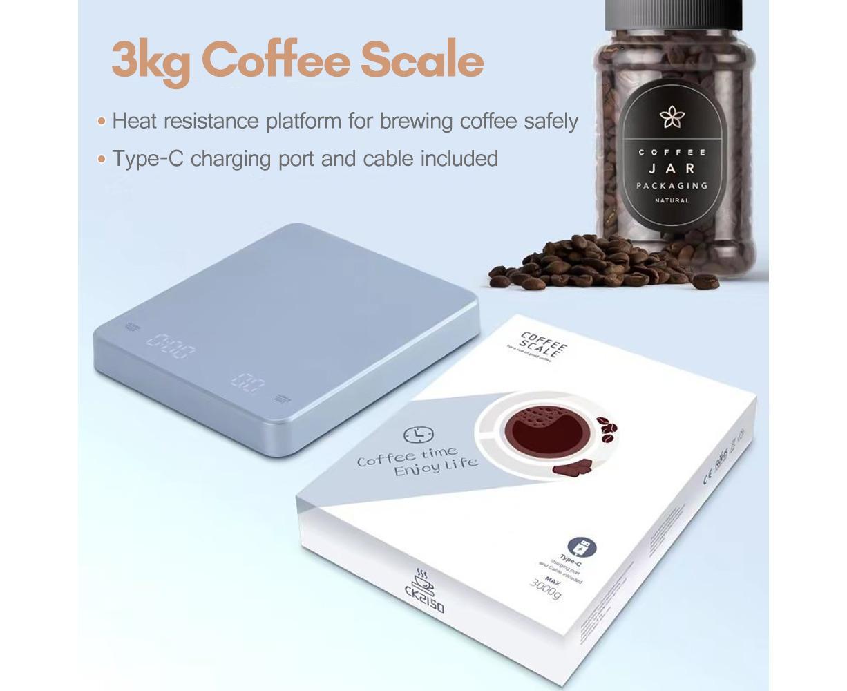 Digital Coffee Scale with Timer LED Screen Espresso Scale Built-in Battery 5kg Max.Weighing 0.1g High Precision Measures in oz/ml/g Kitchen