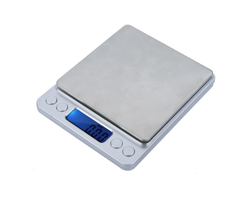 High Accuracy Mini Electronic Digital Platform Jewelry Scale Weighing Balance with Two Trays Portable 500g/0.01g Counting Function Blue LCD