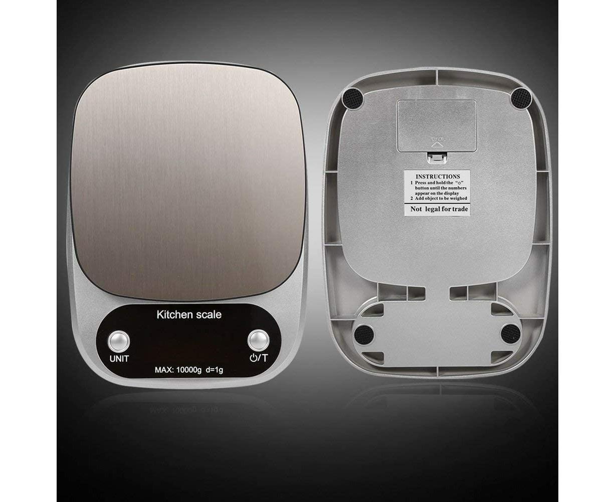 Kitchen Scale Multifunction Digital Stainless Steel Liquid Crystal Kitchen Scale with High Accuracy Range from 1g/0.035oz to 10kg 21*15.5*3cm