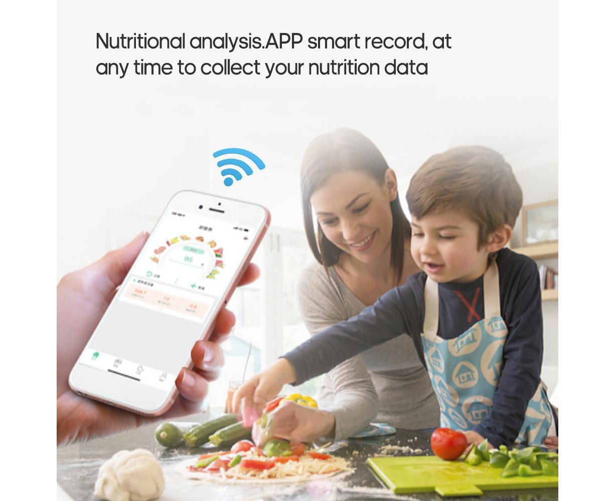 Food Nutrition Scale Food Kitchen Scale BT Digital Kitchen Scale with Nutritional Calculator and Timer 3kg/0.1g Touch Control 5 Units USB