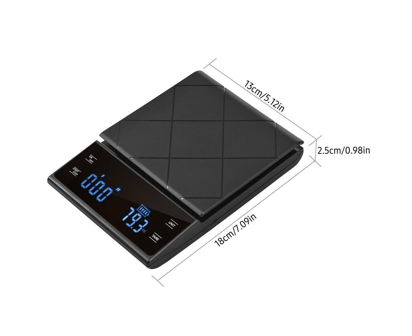 Digital LED Touch Kitchen Scale 3kg/ 0.1g High Precision Time Counting Coffee Brewing Scale Portable Electronic Food Scales with Unit Change