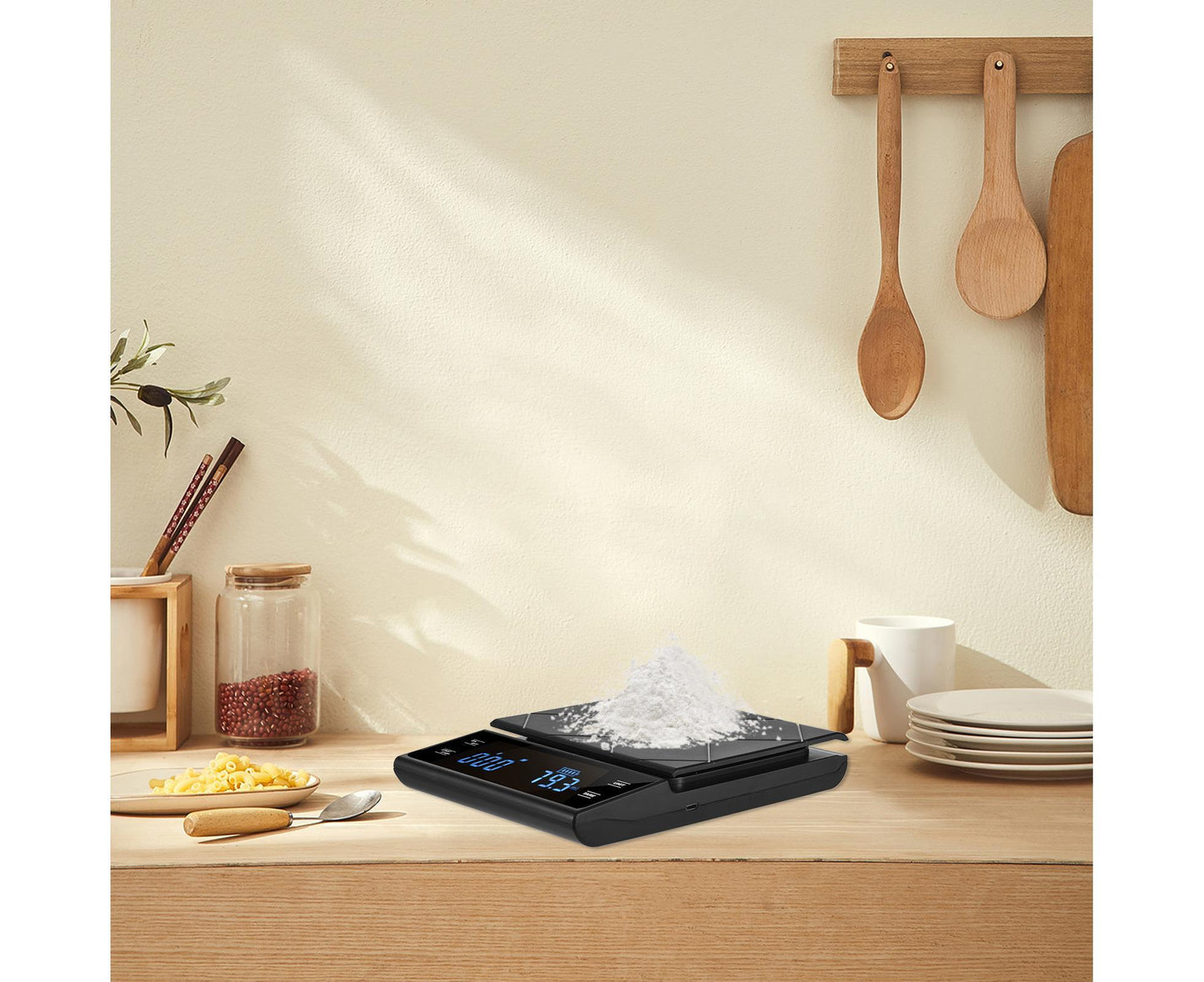 Digital LED Touch Kitchen Scale 3kg/ 0.1g High Precision Time Counting Coffee Brewing Scale Portable Electronic Food Scales with Unit Change