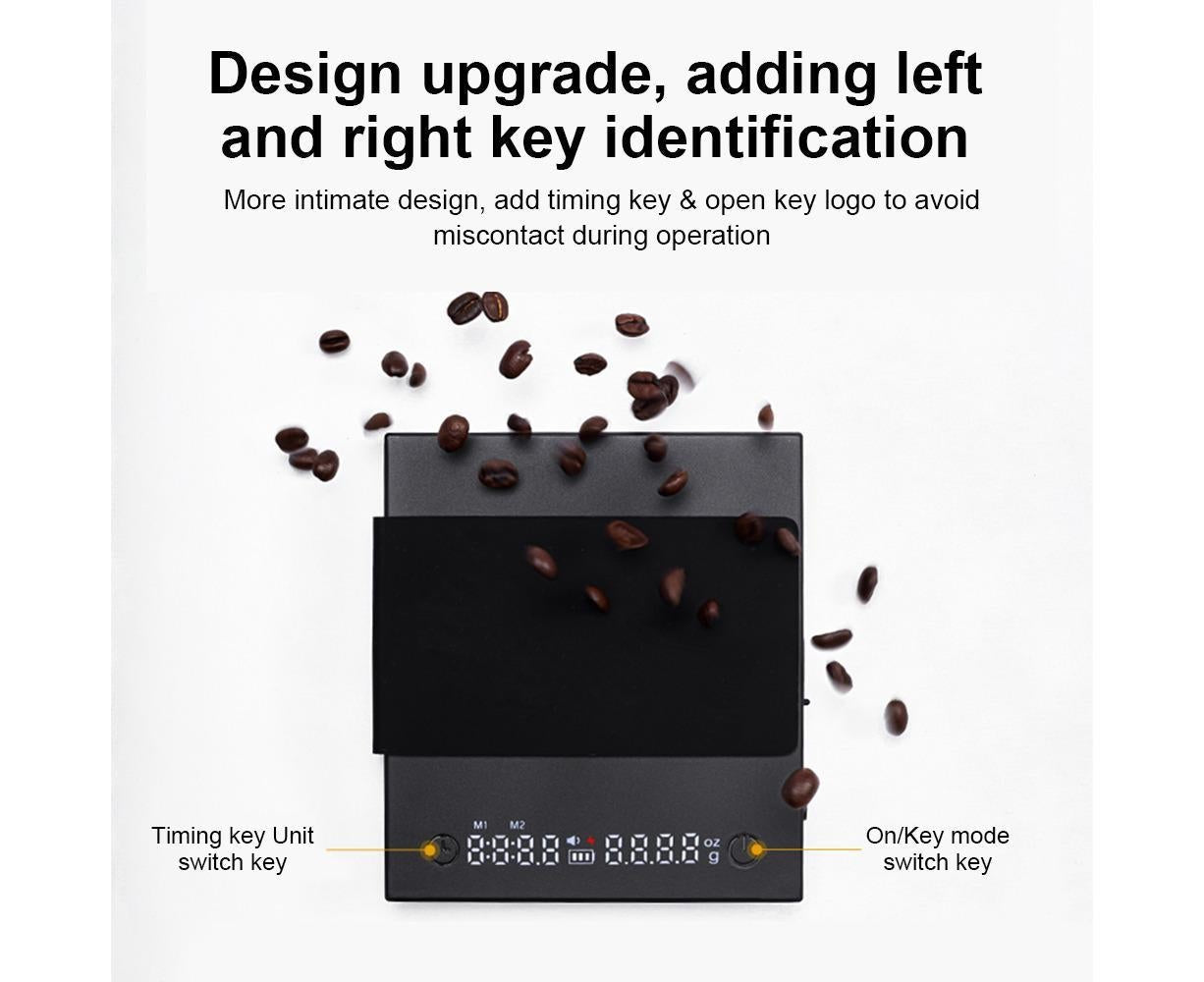 Mini Coffee Scale with Timer, 2kg/0.1g Accurate 3 Modes Type-C Rechargeable Portable Digital Scale for Espresso and Pour Over Coffee with