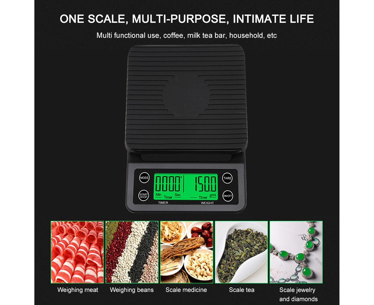 Accurate Electric Kitchen Scale,Coffee Scale with Timer High-precision Kitchen Scale Mini Electronic Platform Scale Food Weighing Scale