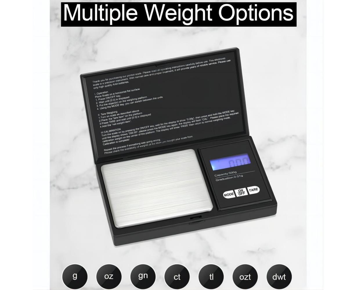 Precision Scale 0.01g, 500g/0.01g, Pocket Scale with LCD Display, Small Jewelry Scale, Kitchen Scale, Precision Scale with Tare Function