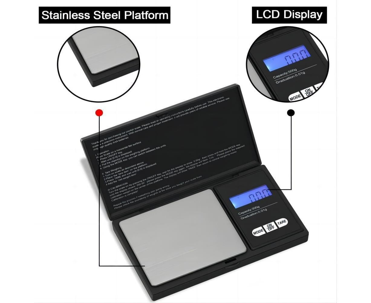 Precision Scale 0.01g, 500g/0.01g, Pocket Scale with LCD Display, Small Jewelry Scale, Kitchen Scale, Precision Scale with Tare Function
