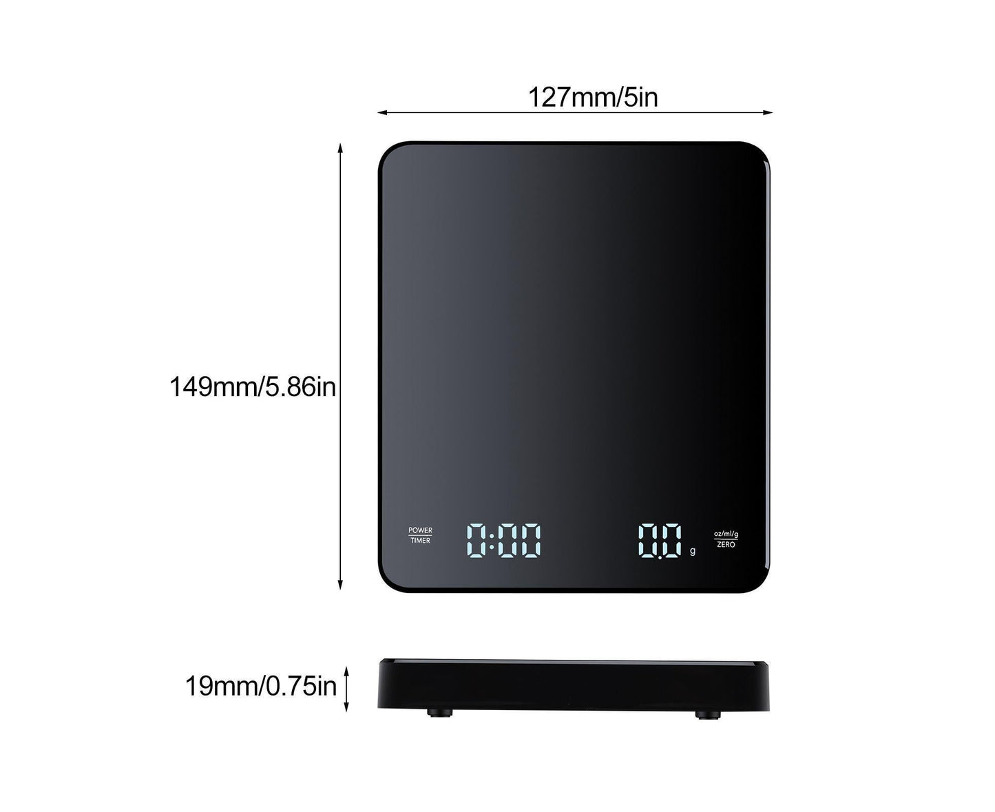 3kg/0.1g Digital Coffee Scale with Timer LED Screen Espresso Scales Rechargeable Electronic Kitchen Scale oz/ml/g High Precision Measuring