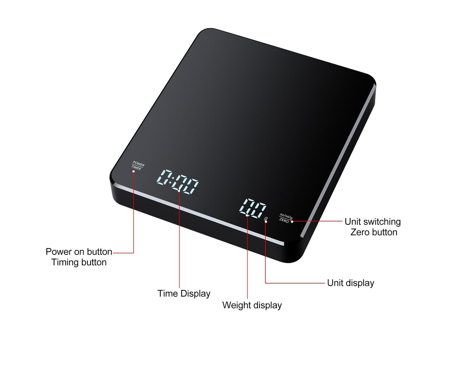 3kg/0.1g Digital Coffee Scale with Timer LED Screen Espresso Scales Rechargeable Electronic Kitchen Scale oz/ml/g High Precision Measuring