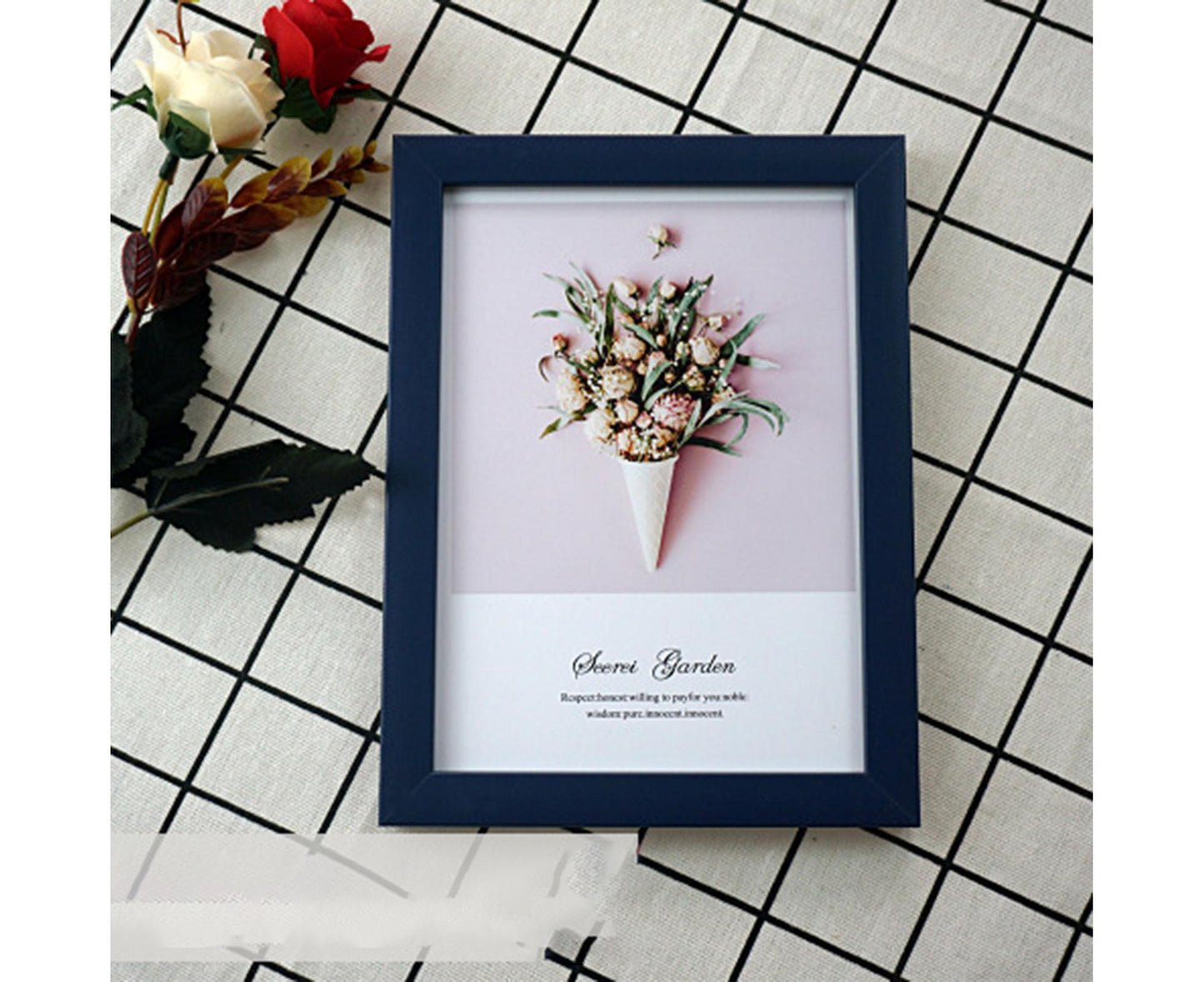 1 Set 5 Inch Photo Frame Patchwork Waterproof Thickened Decorative Foam Wall Hanging Photo Display Frame Household Supply - Dark Blue