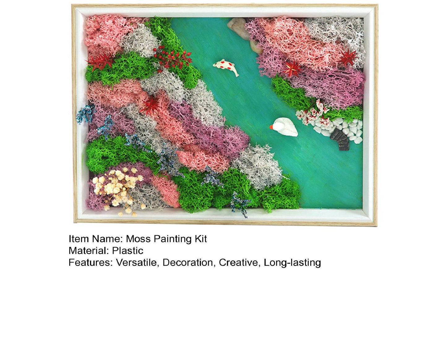 1 Set Everlasting Moss Painting Unique Creative Ocean World Picture with Photo Frame for Home Decoration