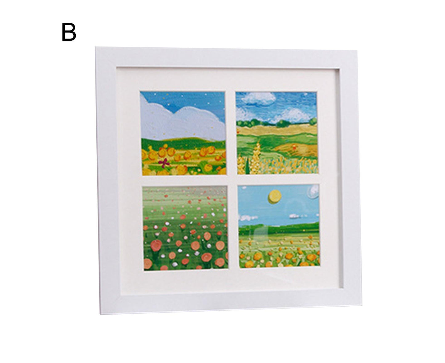 1 Set Painting Frame Not Easily Deformed Sturdy Square 4/9 Grids Picture Display Stands Home Supply - White