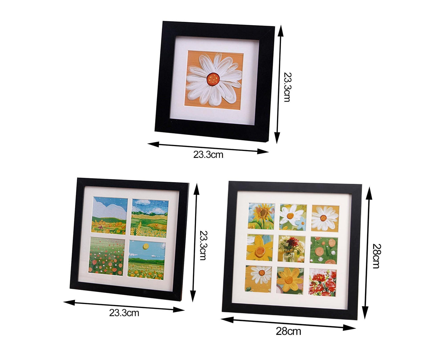 1 Set Painting Frame Not Easily Deformed Sturdy Square 4/9 Grids Picture Display Stands Home Supply - White