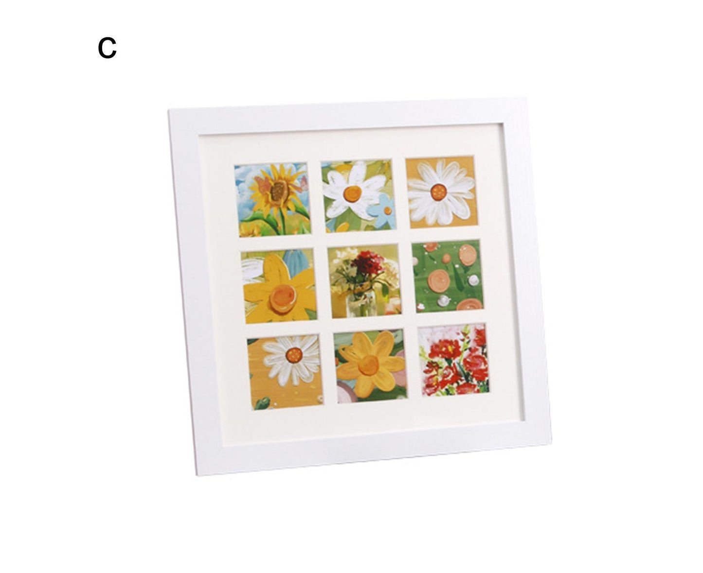 1 Set Painting Frame Not Easily Deformed Sturdy Square 4/9 Grids Picture Display Stands Home Supply - White