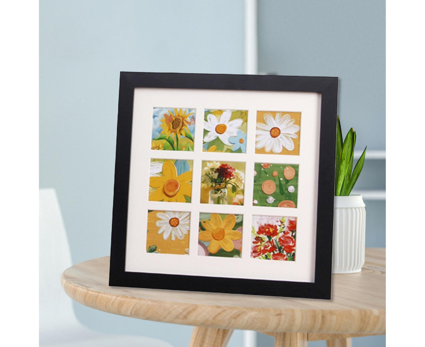1 Set Painting Frame Not Easily Deformed Sturdy Square 4/9 Grids Picture Display Stands Home Supplylack