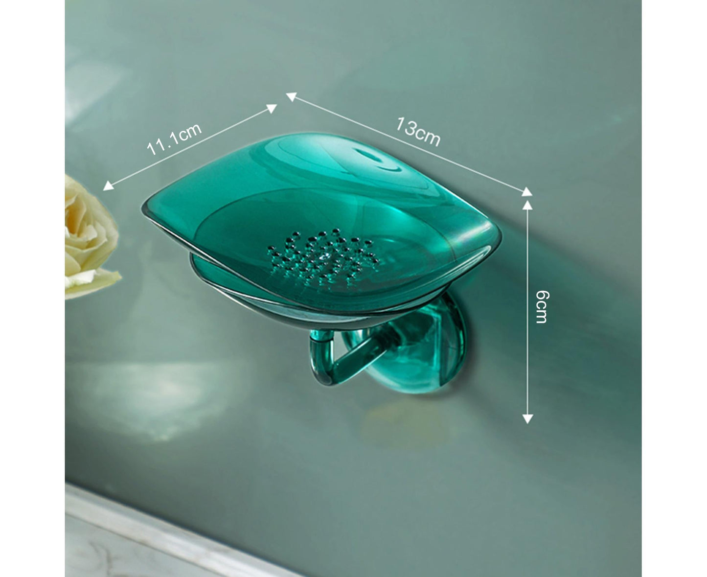1 Set Soap Holder Wall Mounted Punch-free Self Adhesive with Draining Hole Petal Shape Bathroom Shower Soap Dish Household Supplies - Pink