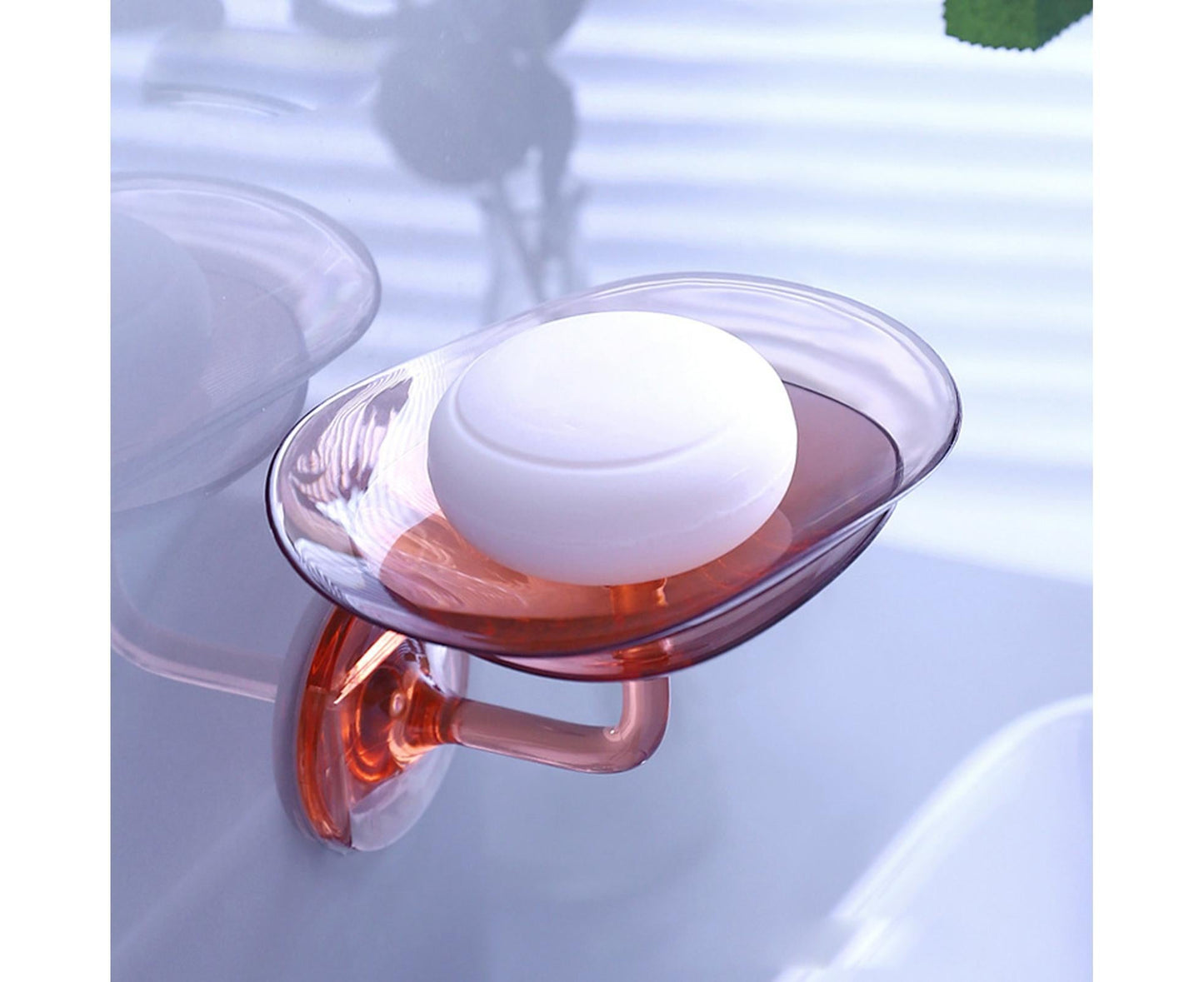 1 Set Soap Holder Wall Mounted Punch-free Self Adhesive with Draining Hole Petal Shape Bathroom Shower Soap Dish Household Supplies - Pink