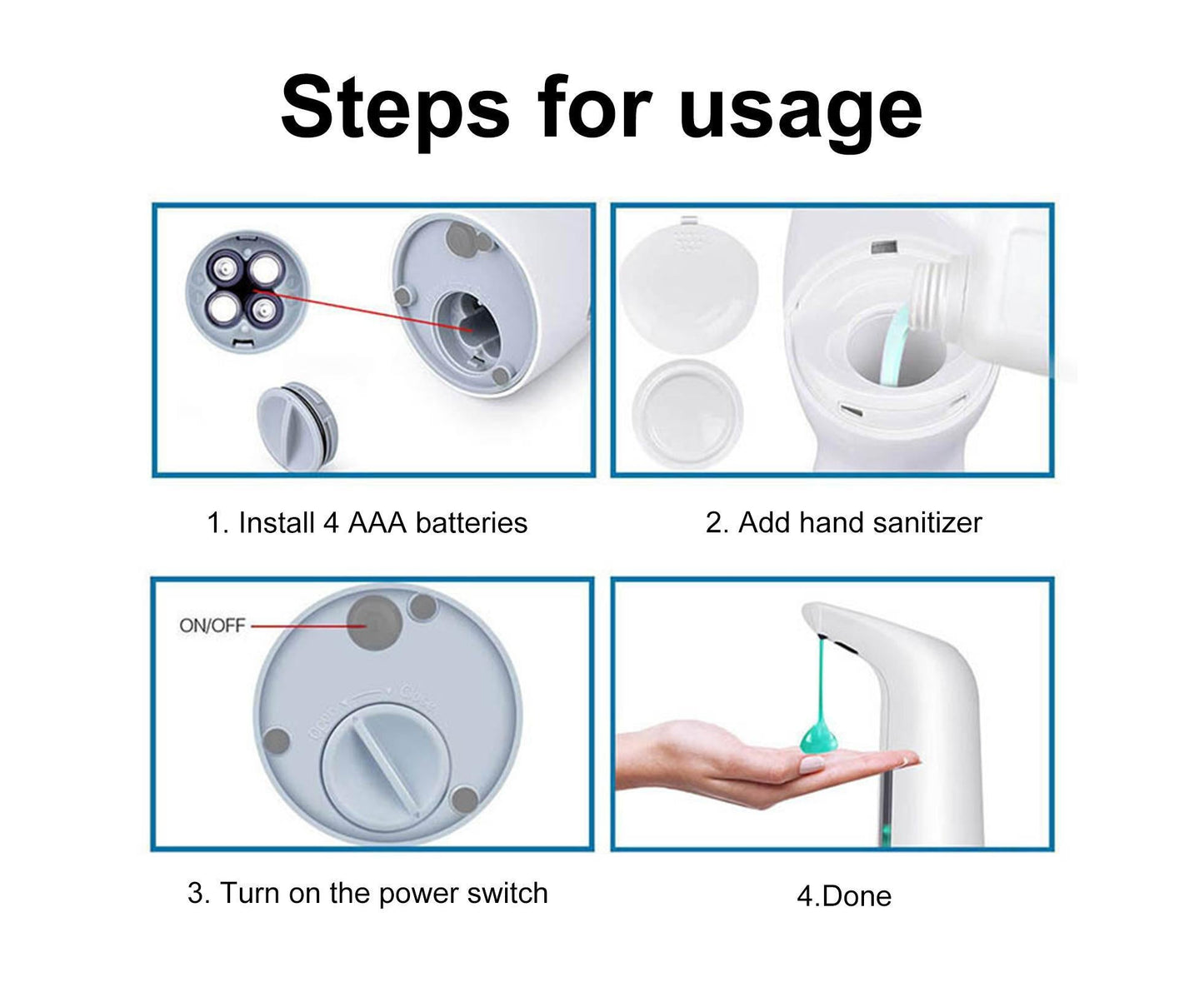 200ml Automatic Sanitizer Dispenser Quick Response Sensitive Hands Free Electric Large Capacity Dispense Soap Non-contact Sensor Leak-proof Soap Dispenser - White