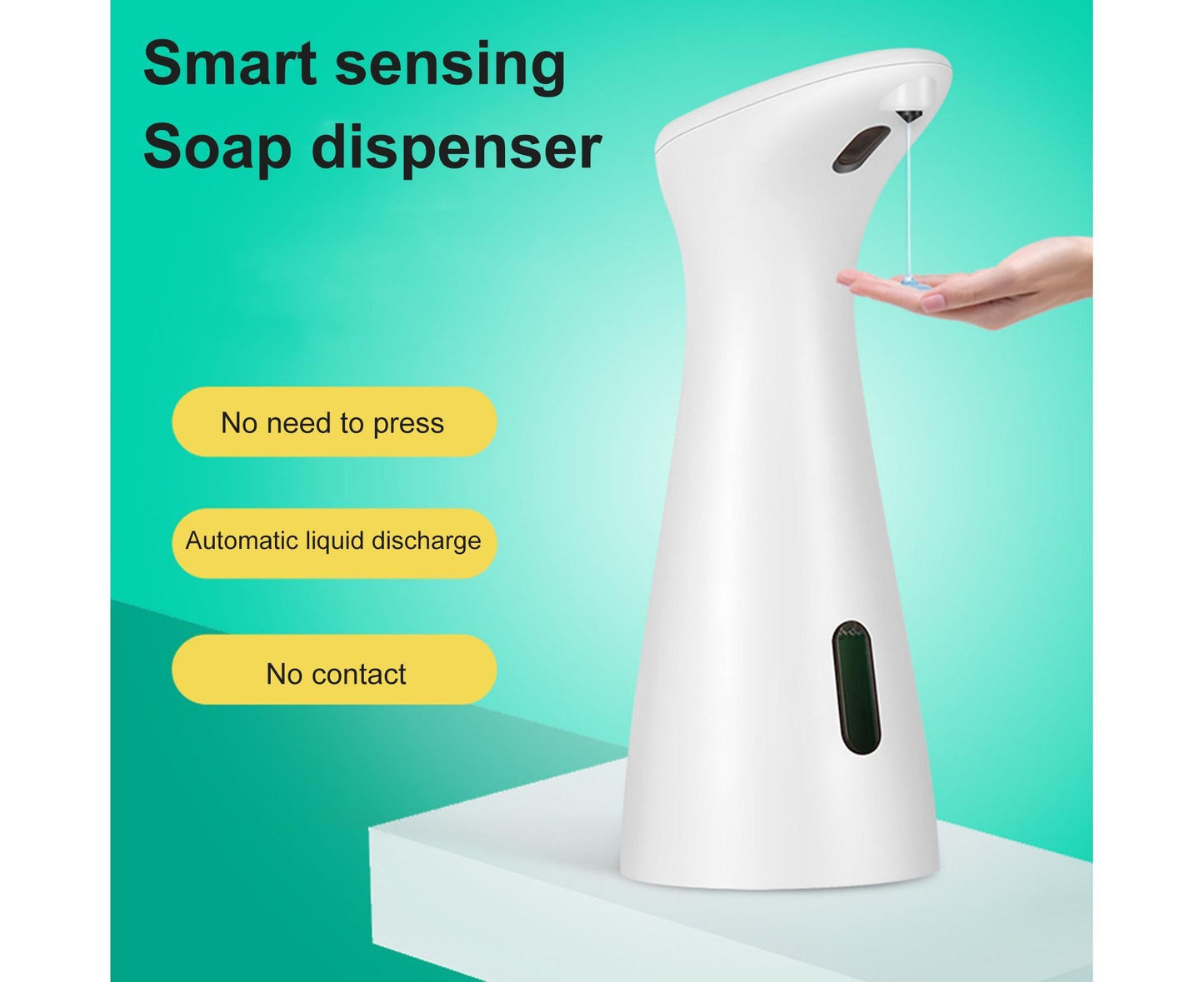 200ml Automatic Sanitizer Dispenser Quick Response Sensitive Hands Free Electric Large Capacity Dispense Soap Non-contact Sensor Leak-proof Soap Dispenser - White