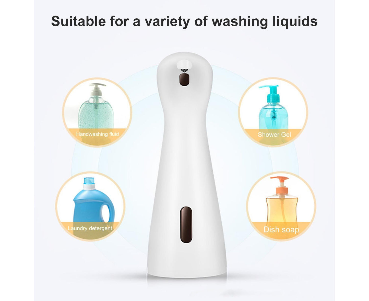 200ml Automatic Sanitizer Dispenser Quick Response Sensitive Hands Free Electric Large Capacity Dispense Soap Non-contact Sensor Leak-proof Soap Dispenser - White