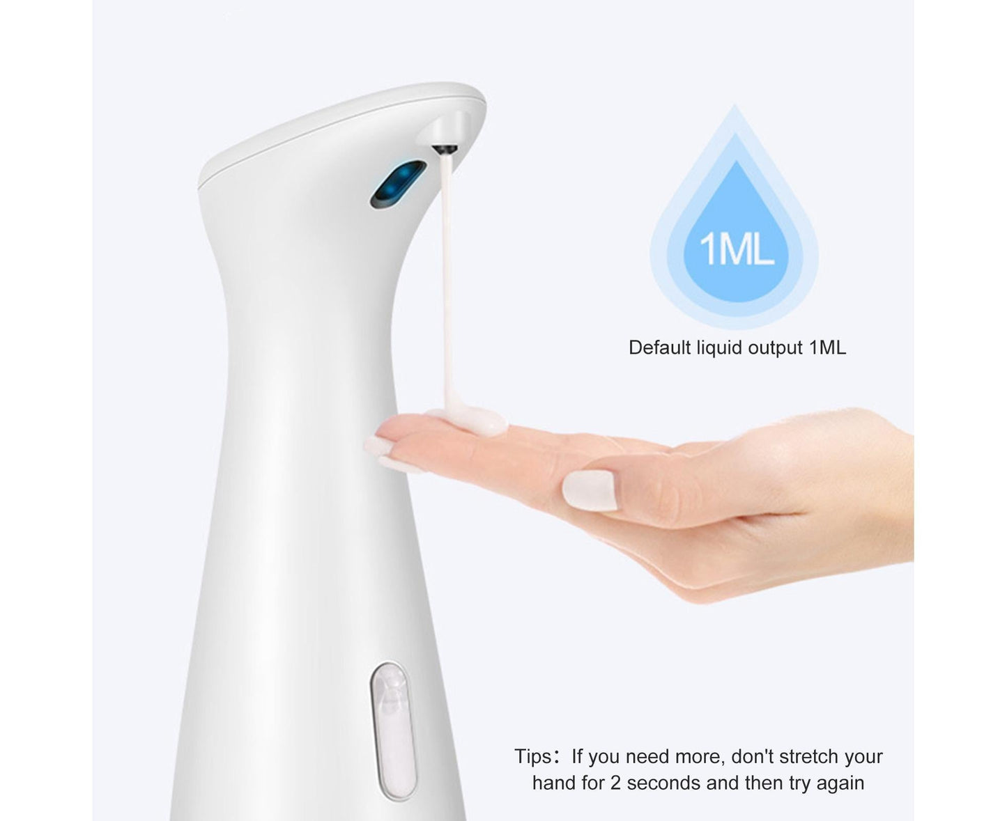 200ml Automatic Sanitizer Dispenser Quick Response Sensitive Hands Free Electric Large Capacity Dispense Soap Non-contact Sensor Leak-proof Soap Dispenser - White