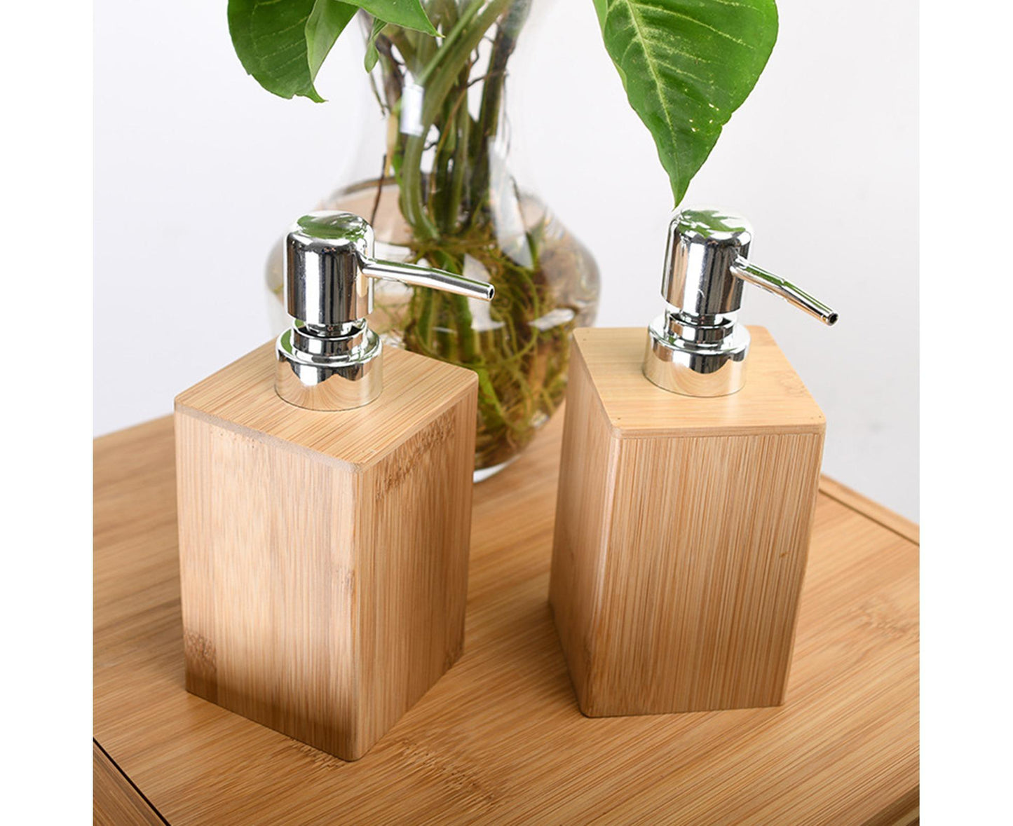 280ml Refillable Shampoo Liquid Soap Dispenser Empty Sub-bottling Storage Container Wooden Color Pump Design Shower Gel Bottle for Bathroom