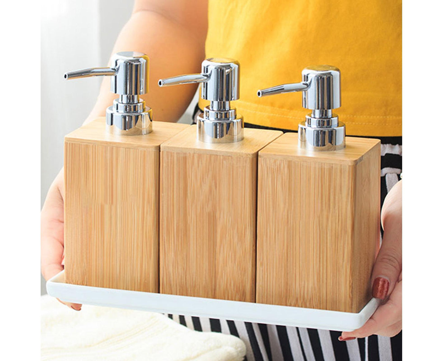 280ml Refillable Shampoo Liquid Soap Dispenser Empty Sub-bottling Storage Container Wooden Color Pump Design Shower Gel Bottle for Bathroom