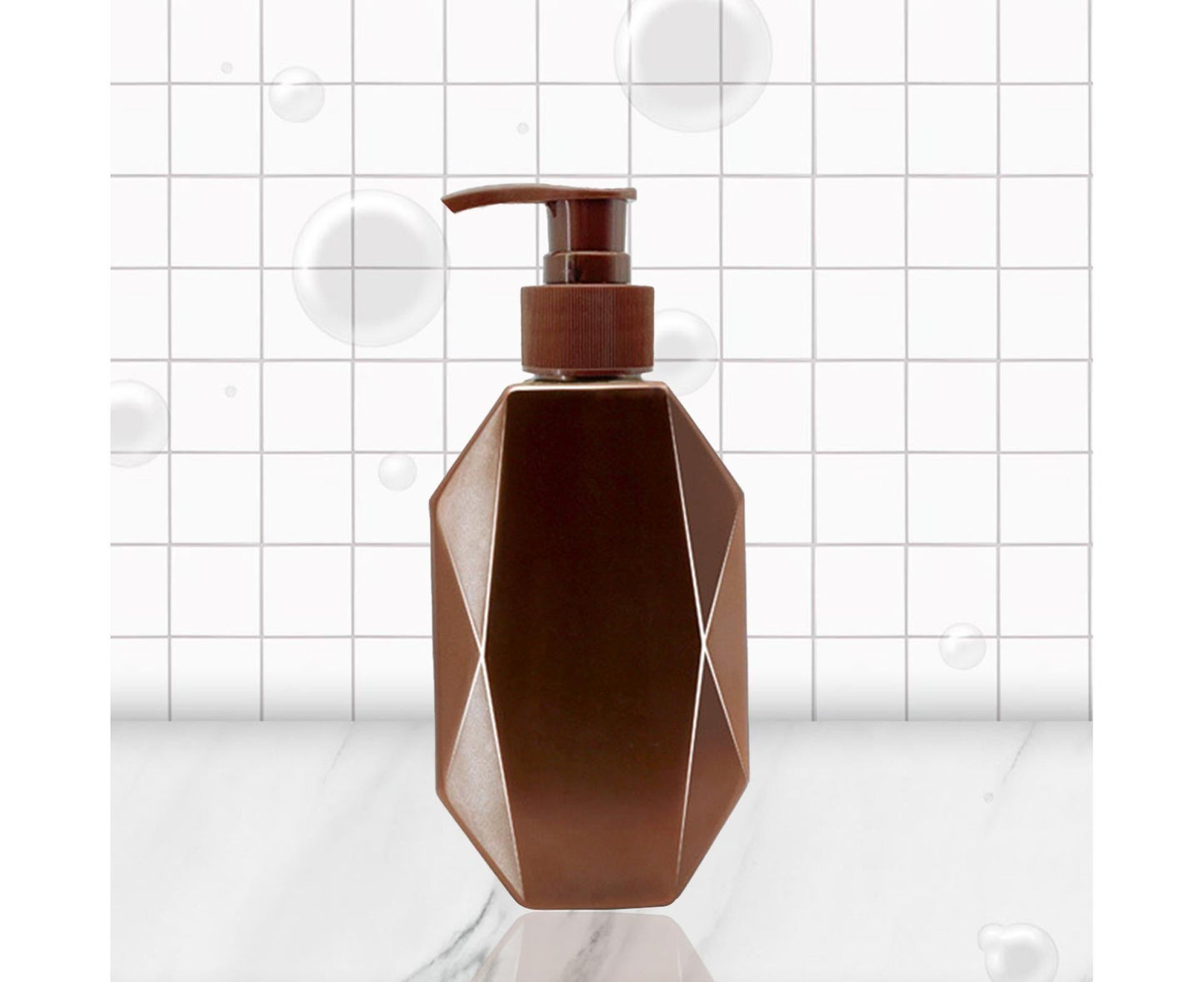 300/500ml Soap Dispenser Refillable Widely Applied PET Irregular Shampoo Pump Bottle for Home-Coffee 300ml