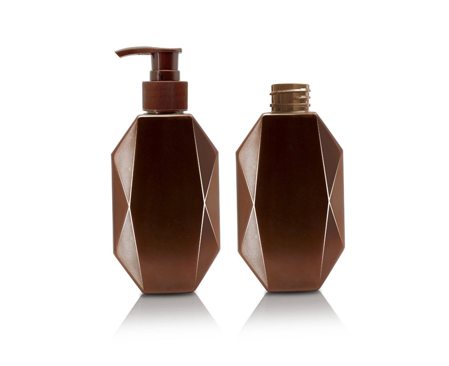300/500ml Soap Dispenser Refillable Widely Applied PET Irregular Shampoo Pump Bottle for Home-Coffee 300ml