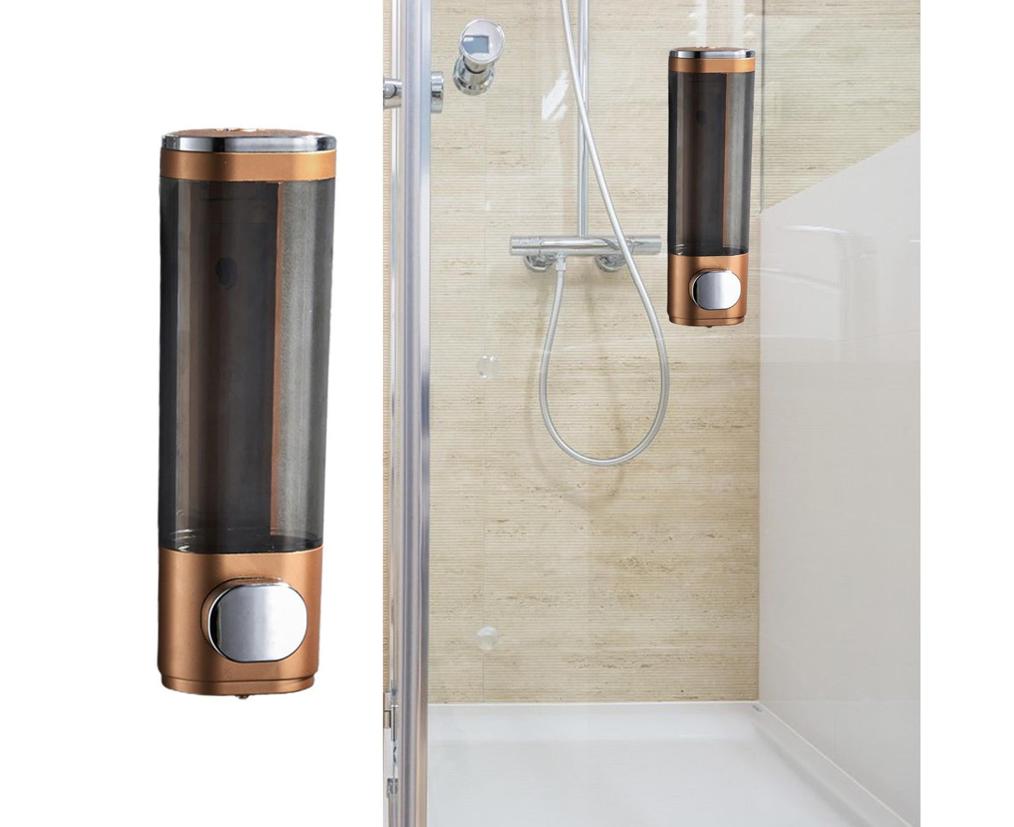 300ml 600ml Soap Dispenser Manual Press Bottle No Punching Long Strong Pump Transparent Body Wash Box Bathroom Accessories-Bilateral Golden