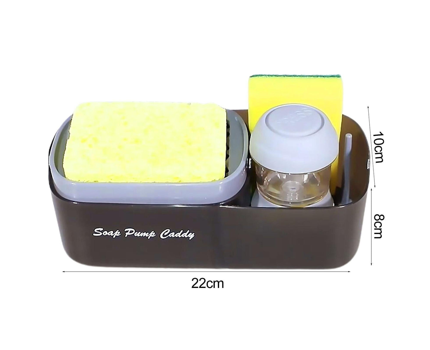 3-in-1 Multi-functional Soap Box with Sponge Holder Hollow Drain Pan Instant Refill Countertop Sink Dish Washing Liquid Soap Dispenser for Kitchen