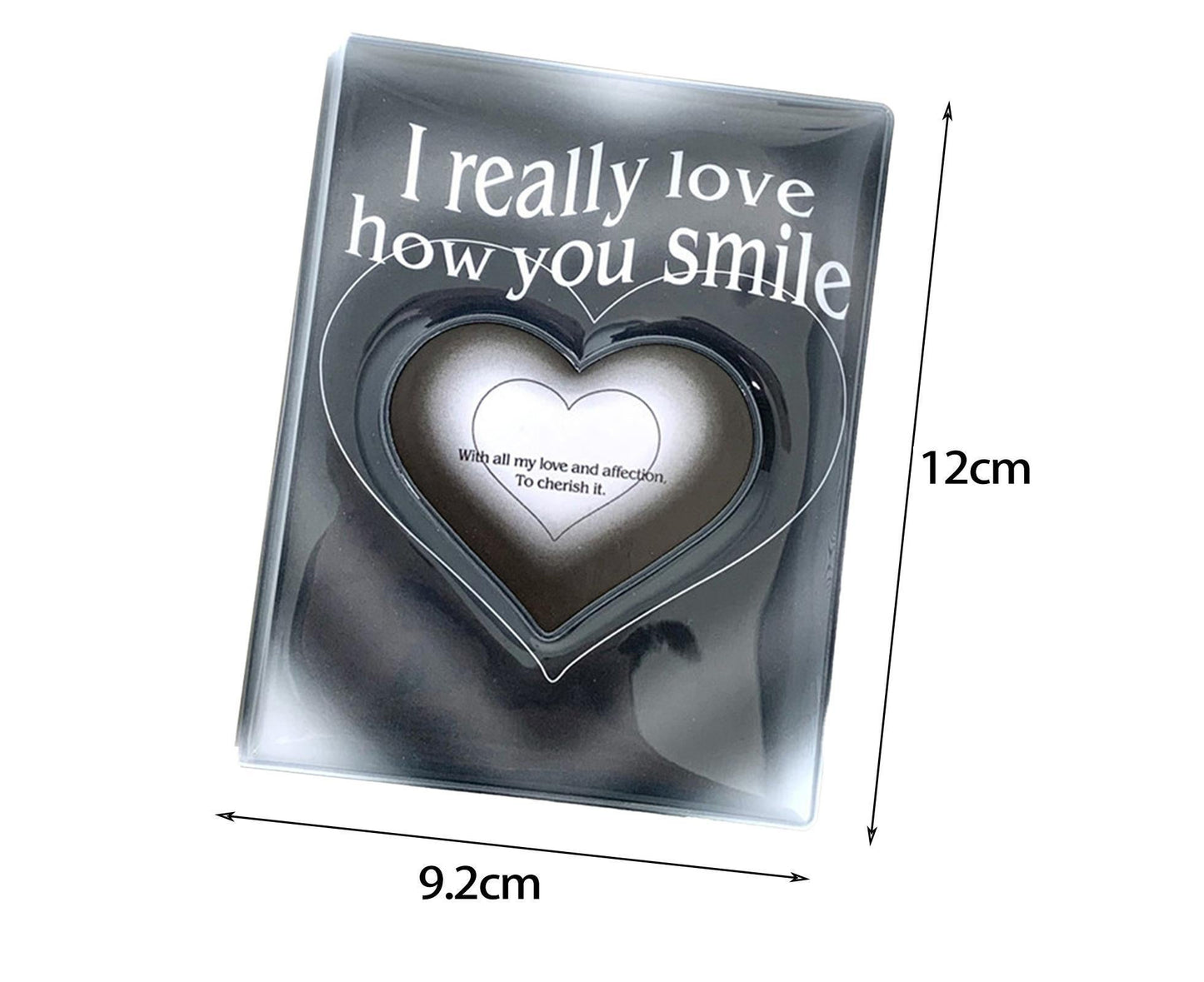 3-inch Photo Album Plastic Sealed Single Compartment Heart Pattern Black Pink Postcard Cinema Ticket Album Student Supplies - Pink