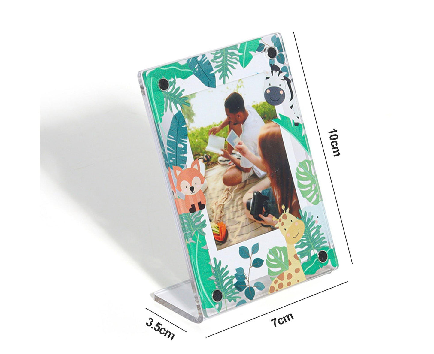 3Inch Photo Frame Cartoon Animal Pattern Desk Acrylic Display Frame Artwork for Family Photos Pressed Flowers