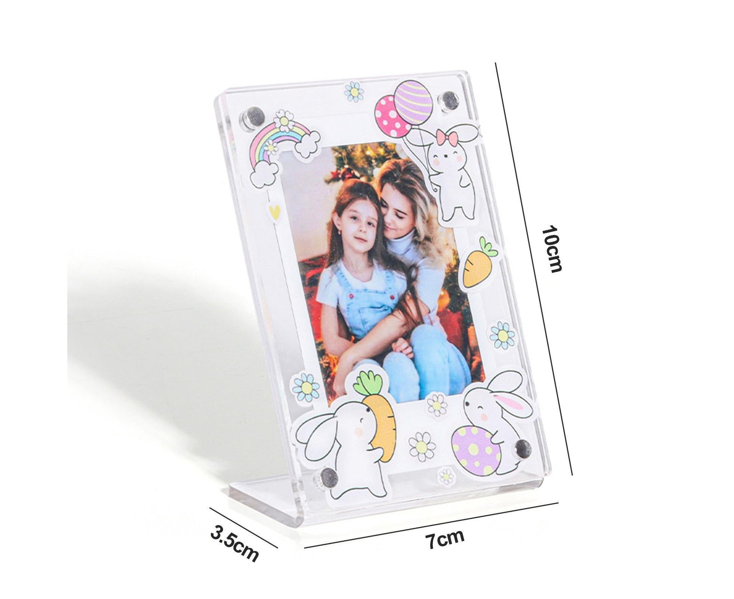 3Inch Photo Frame Cartoon Animal Pattern Desk Acrylic Display Frame Artwork for Family Photos Pressed Flowers