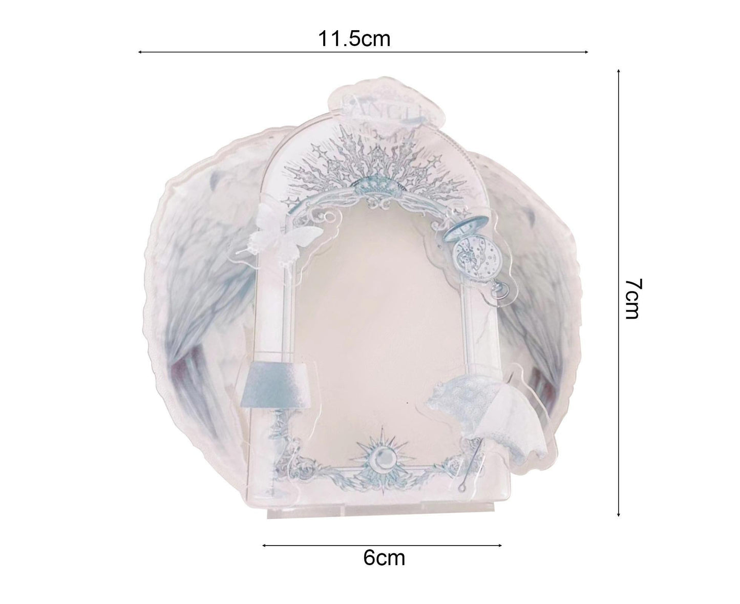 Acrylic Photo Frame Creative Devil Wings Replaceable Album Postcard DIY Storing Desktop Display White/Black 3 Inch Picture Holder Ornament Birthday Gift - White