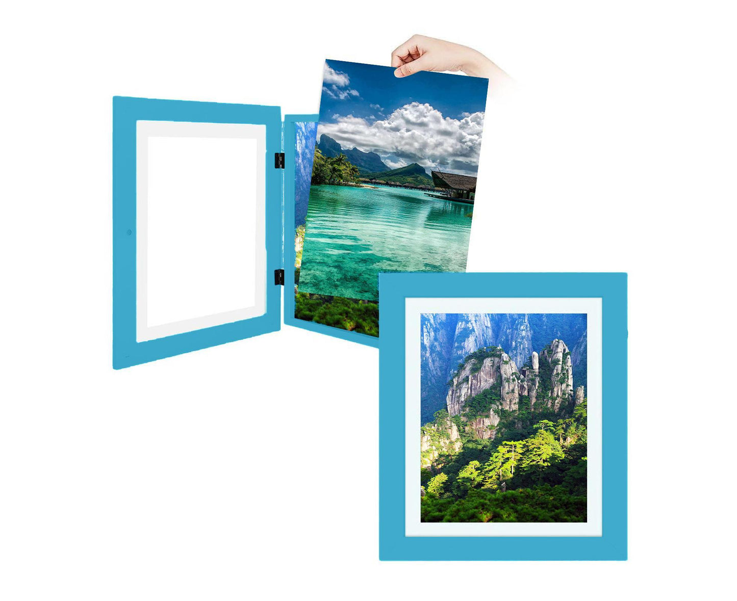 babies Art Frame Front Opening Changeable Wood grip Seal Picture Photo Display Storage Frame Home Supplieslue