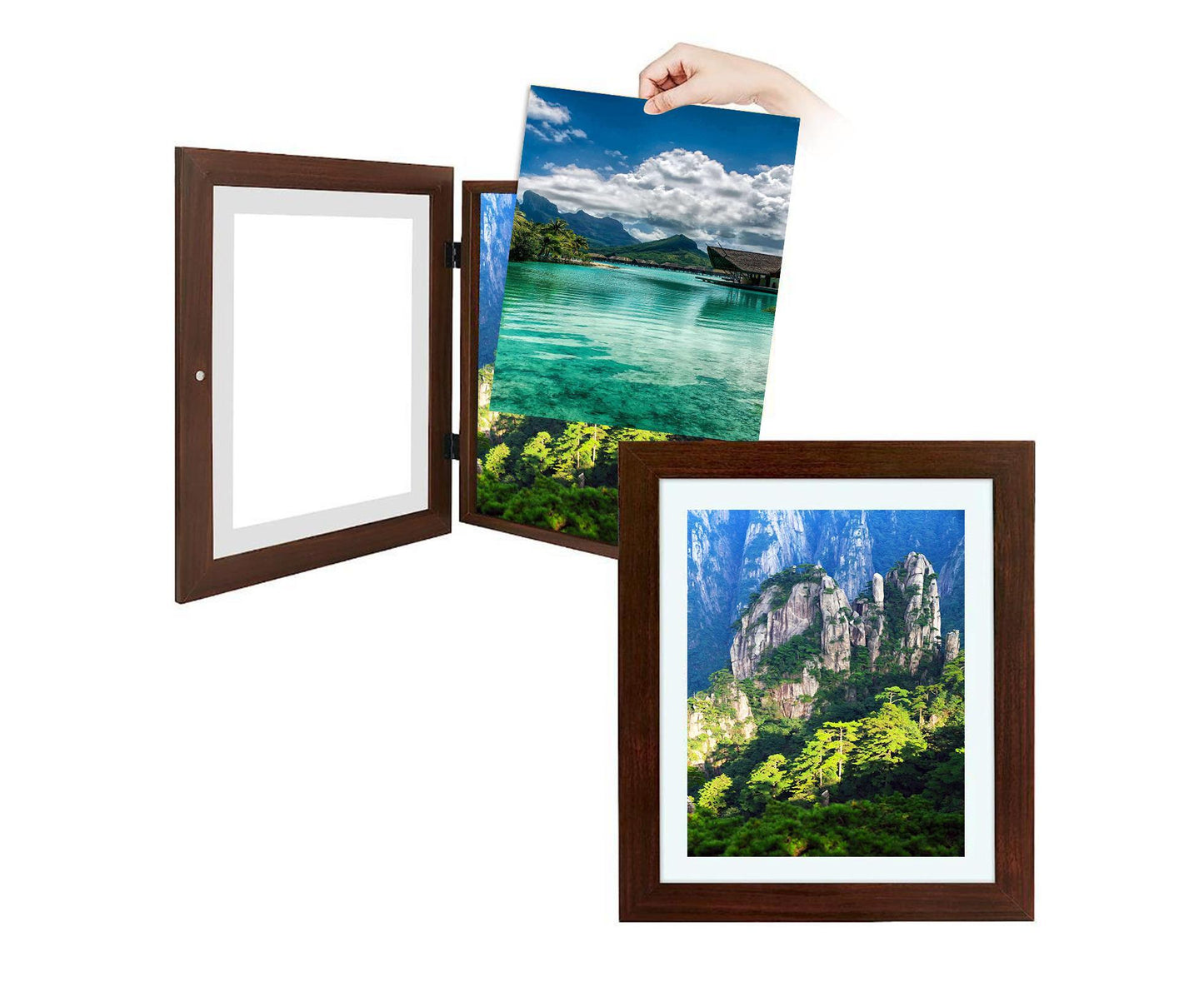 babies Art Frame Front Opening Changeable Wood grip Seal Picture Photo Display Storage Frame Home Suppliesrown
