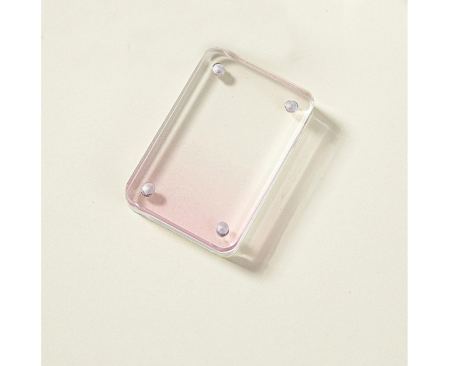 Card Brick grip Suction Transparent Visible DIY Store Photos Gradient Color Flowing Sand Mahjong Size Card Case Album Home Supply - Pink