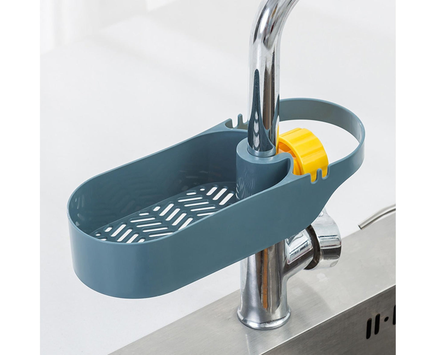 Drain Basket Multi-use Hollow Plastic Creative Soap Sponge Sink Rack Holder for Kitchen-Blue