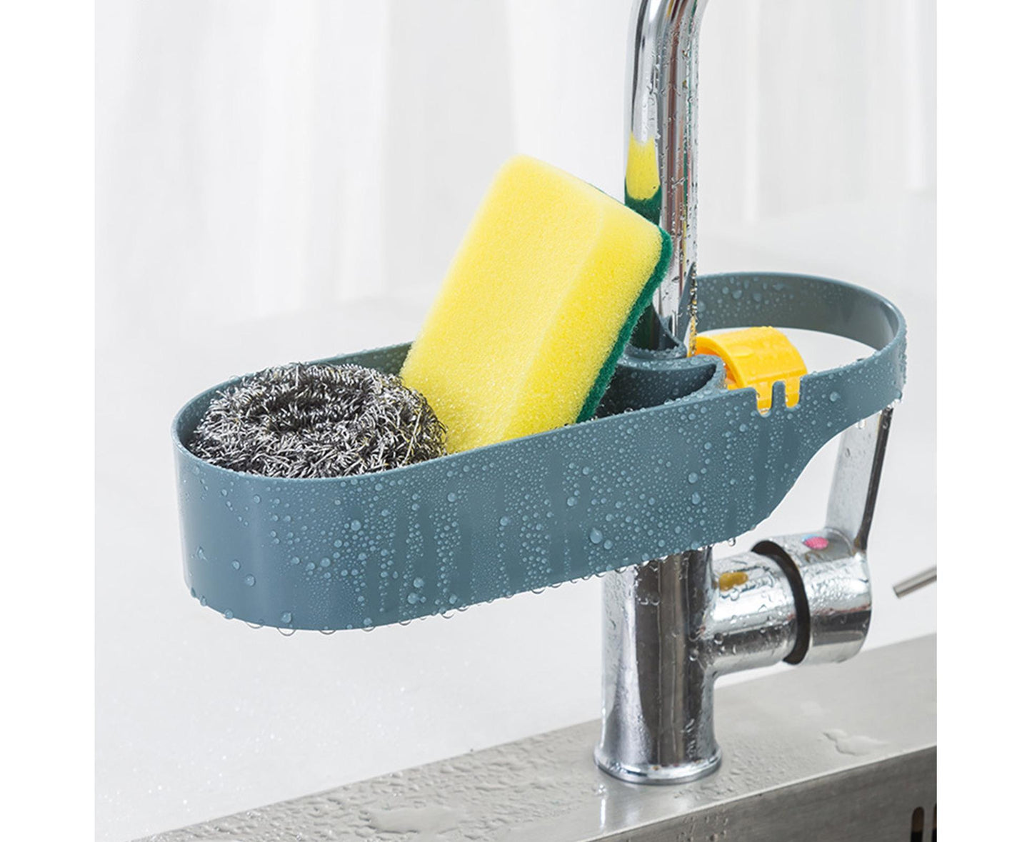 Drain Basket Multi-use Hollow Plastic Creative Soap Sponge Sink Rack Holder for Kitchen-Blue
