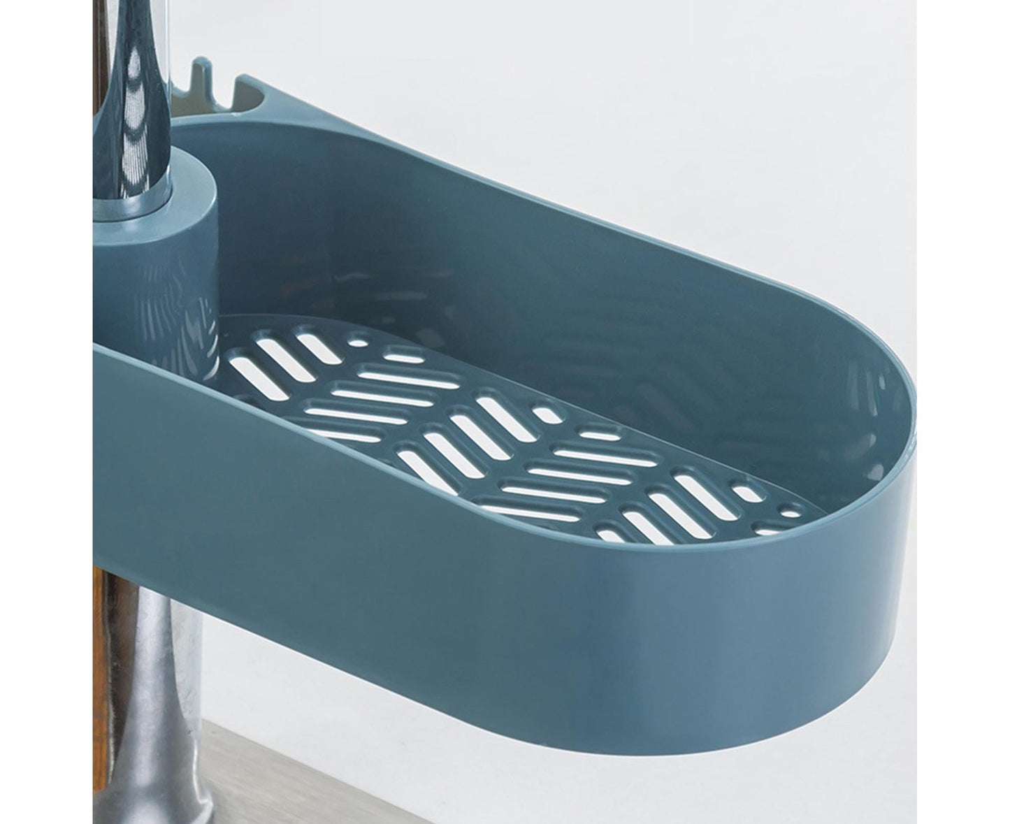 Drain Basket Multi-use Hollow Plastic Creative Soap Sponge Sink Rack Holder for Kitchen-Blue